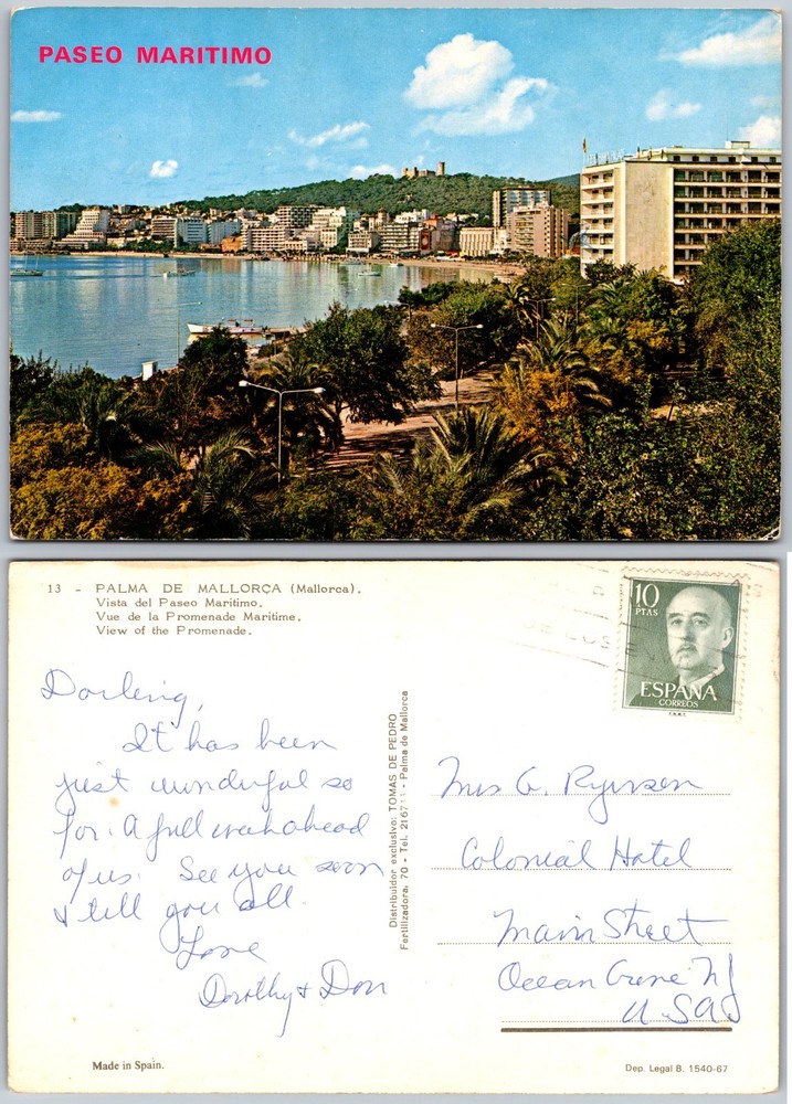 Continental Palma De Mallorca Paseo Maritimo Postcard