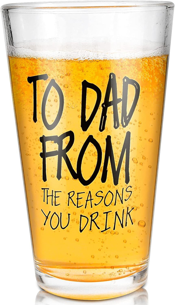 Gifts for Dad,16 OZ Funny Beer Glass Stocking Stuffers for Men,Fathers Day Dad G