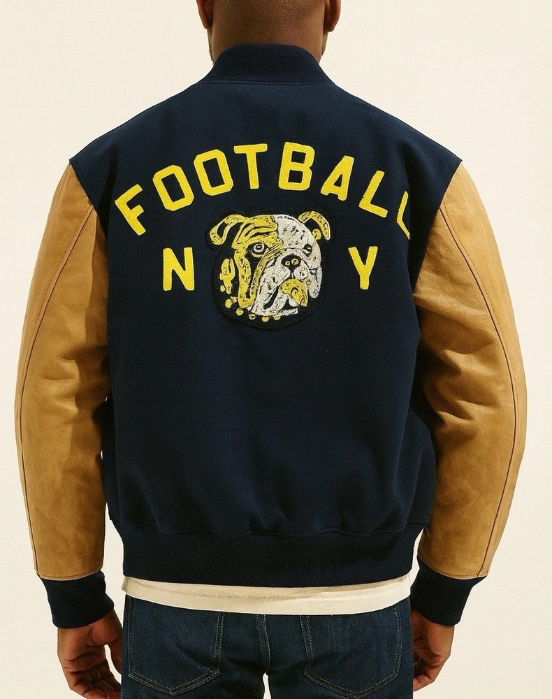 Polo Ralph Lauren Mens Bulldog Leather Varsity Jacket