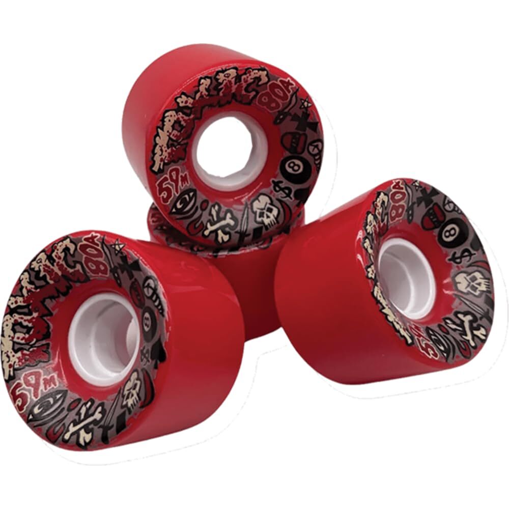 High-Performance Toxic 59mm 80A Red All-Terrain Skateboard Wheels - Set of 4