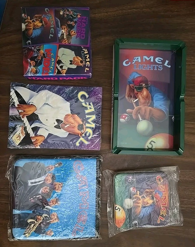 Lot Of Camel Products 90's Ear: Ashtray, Tin, Coasters, Post Cards, Cd Holder