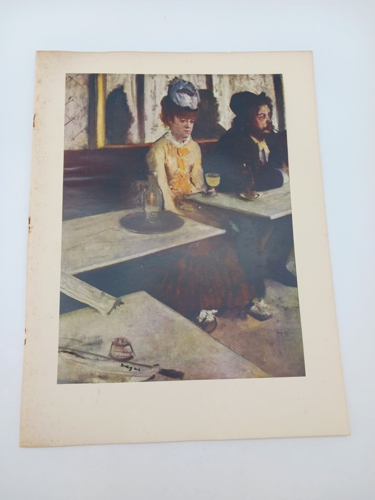 Edgar Degas 'L'Absinthe' Art Print Vintage 1950s Unframed 12.5x9.5in-image