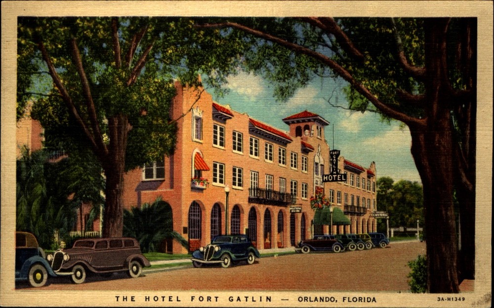 Hotel Fort Gatlin ~ Orlando Florida FL ~ unused 1940s linen postcard