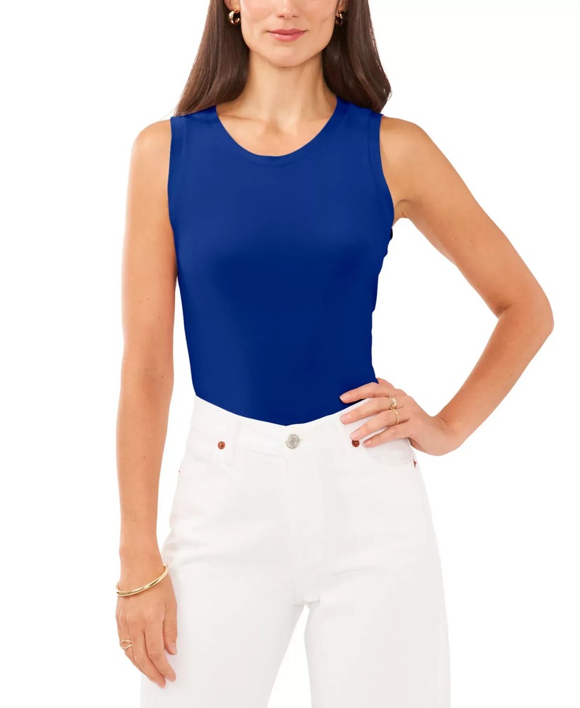 Vince Camuto Women's Top Sz M Crewneck Split Back Keyhole Tank