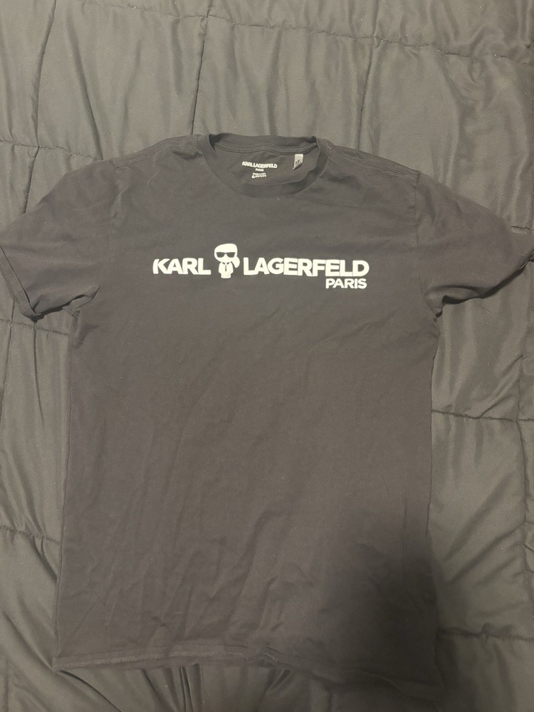 Karl Lagerfeld Paris Black Logo Crew Neck Short Sleeve Jersey Cotton T-Shirt