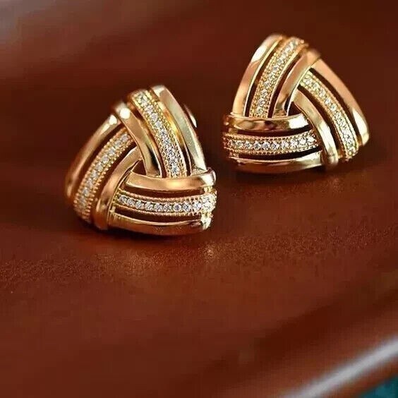 1 Ct Round Cut Simulated Diamond Wedding Stud 14k Yellow Gold Plated