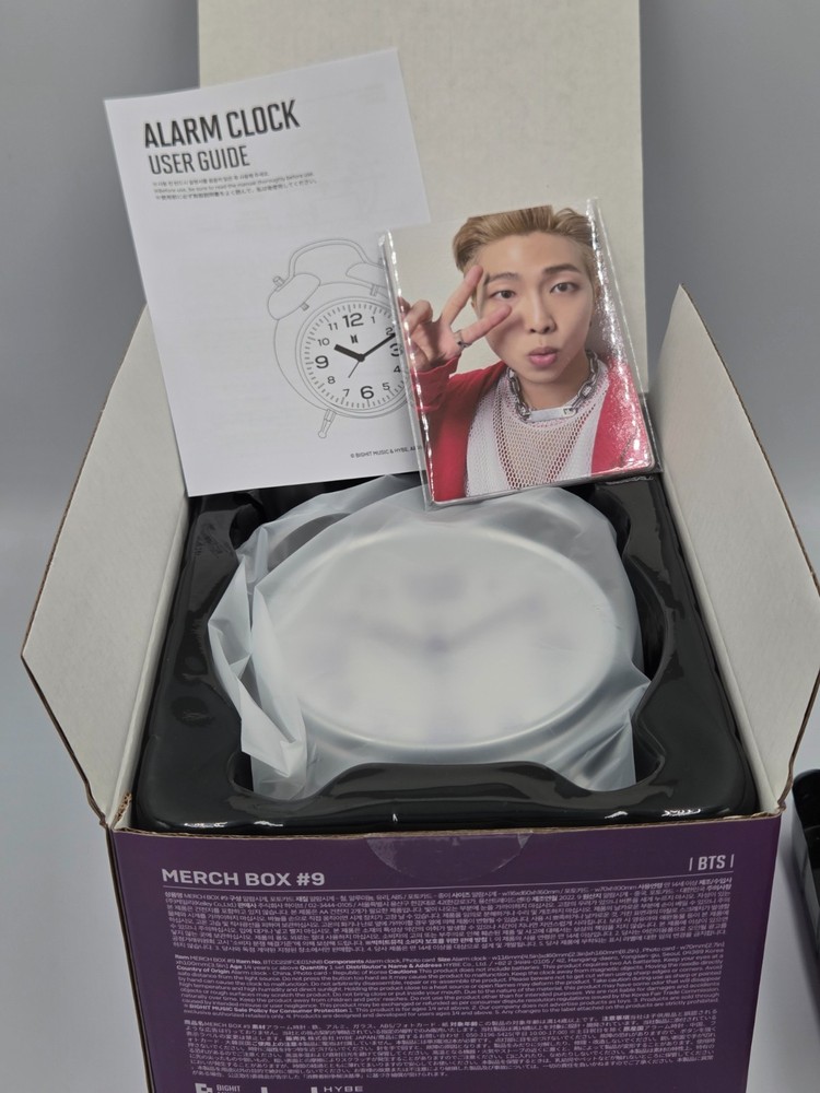 Official BTS Merch Box 9 Alarm Clock with Photocard Set ARMY Membership