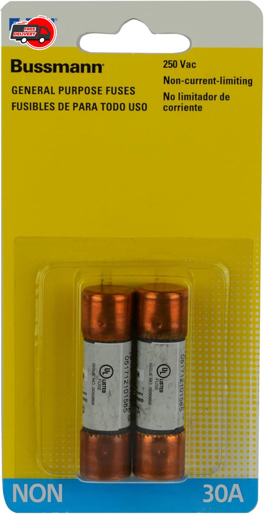 Bussmann Series NON 30 Amp Fuse, 250 Vac and IR 50 kA /125 Vdc and - 2 Pieces