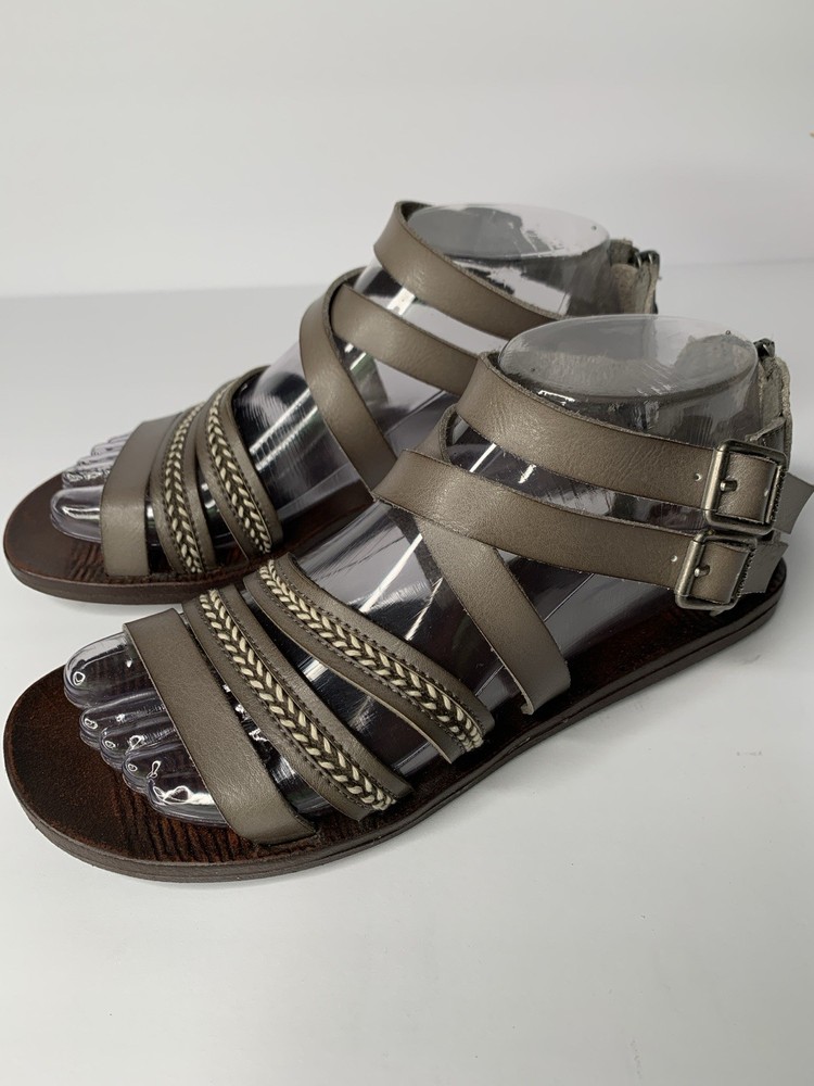 Blowfish Malibu Size 7 Gray Gladiator Sandals with Adjustable Buckles & Zip Back  