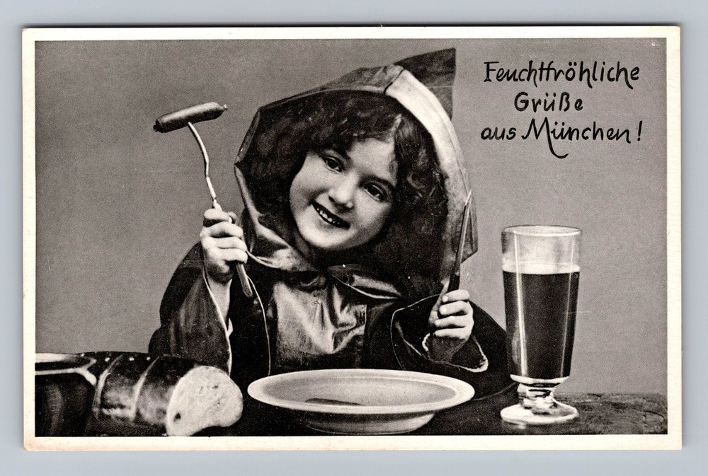 Germany- Munich Greetings Little Girl Eating Standard Souvenir Vintage Postcard