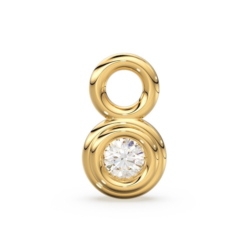 7mm Tiny Diamond Bezel Charm Pendant 14K 18K Solid Gold Solitaire Charm Sale