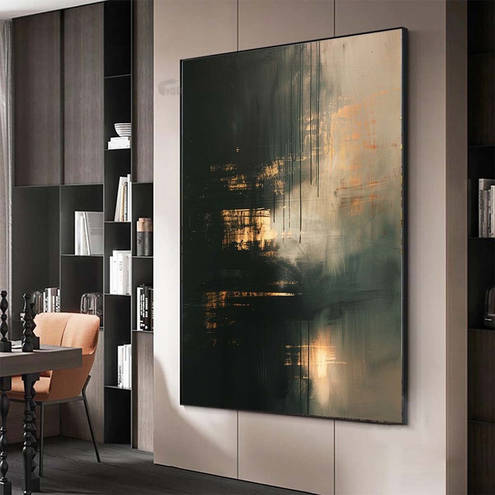 Modern Abstract House Decor Hand-painted oil painting on canvas gray black