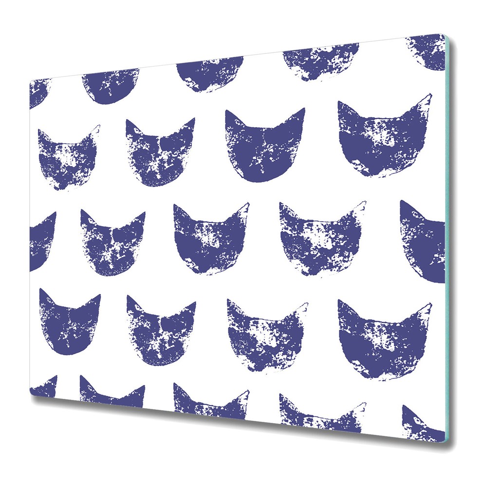 Glass Kitchen Chopping Board Worktop Saver Grunge cat noisy purple 60x52