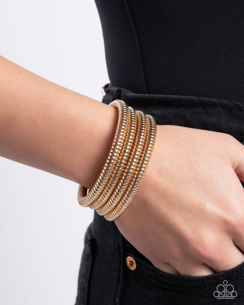 New Paparazzi Jewelry-Casual Coils Bracelet-Gold