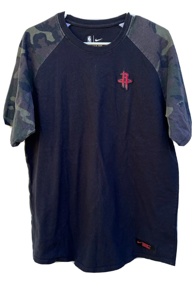 Nike Mens Houston Rockets Black Camo Sleeves Tee Size L/G Activewear