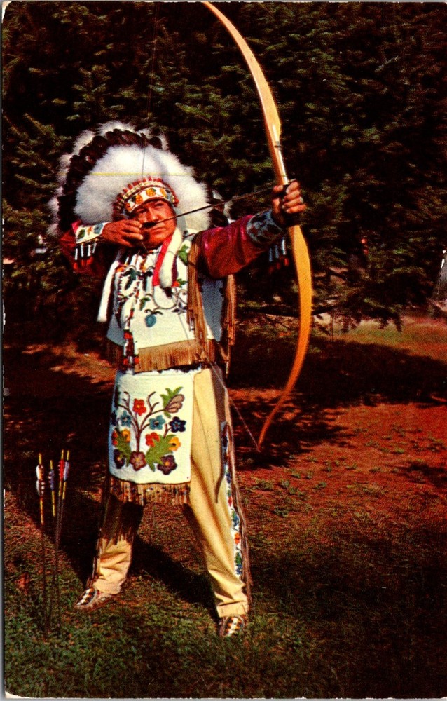 Dr Jim Stamps Postcard Old Indian Skill Native American Man Using Bow & Arrow