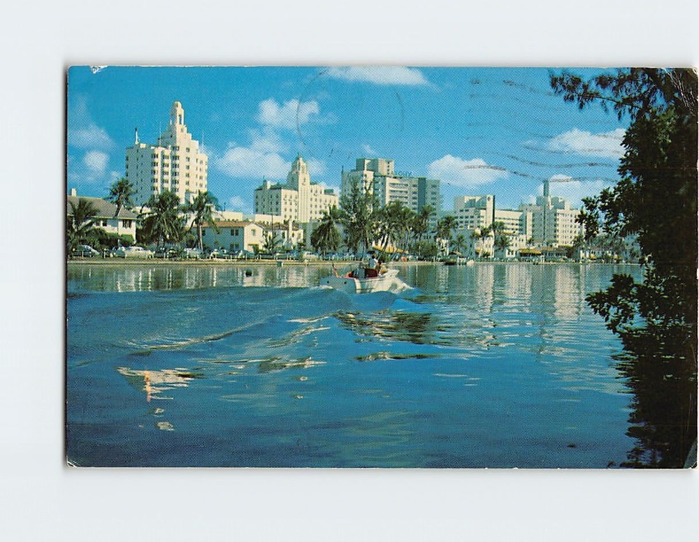 Postcard Hotel Row and Indian Creek Miami Beach Florida USA