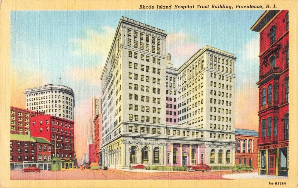 Providence RI, Rhode Island Hospital Trust Building, Vintage Postcard