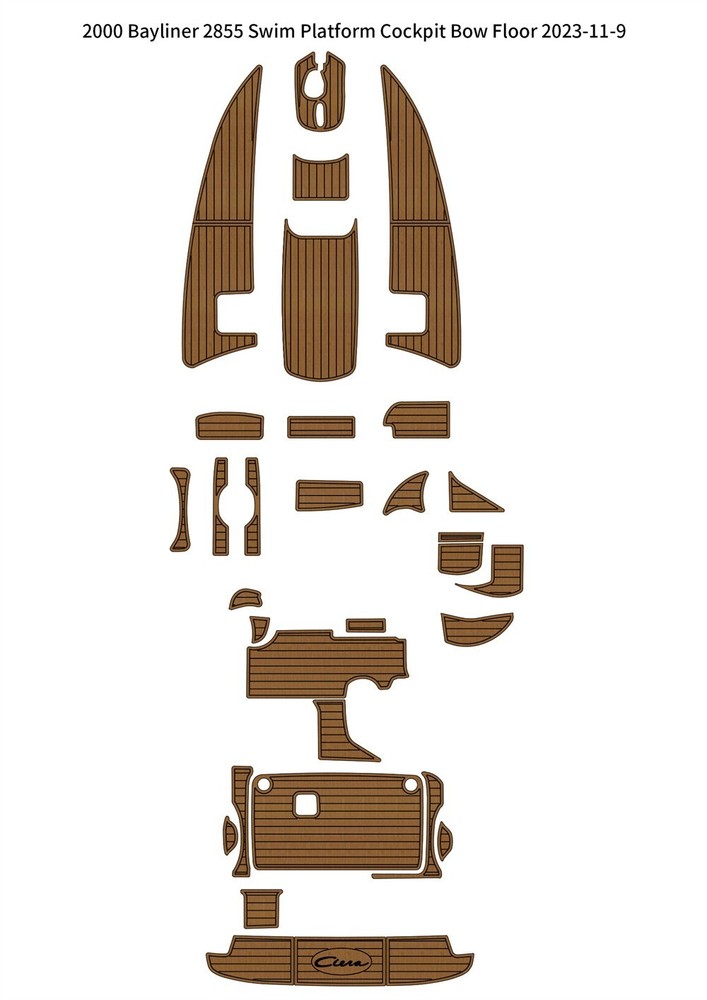 2000 Bayliner 2855 Swim Platform Cockpit Bow Boat EVA Teak Floor Mat Flooring