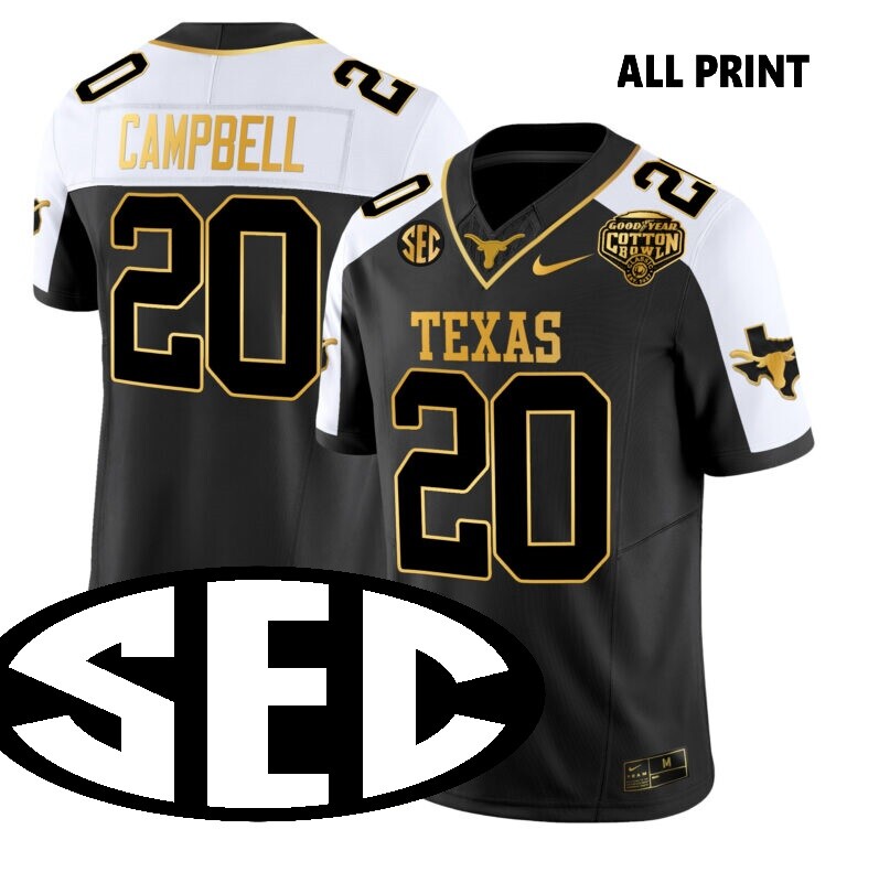 Texas Longhorns #20 EarlxCampbell Jersey  – All Print