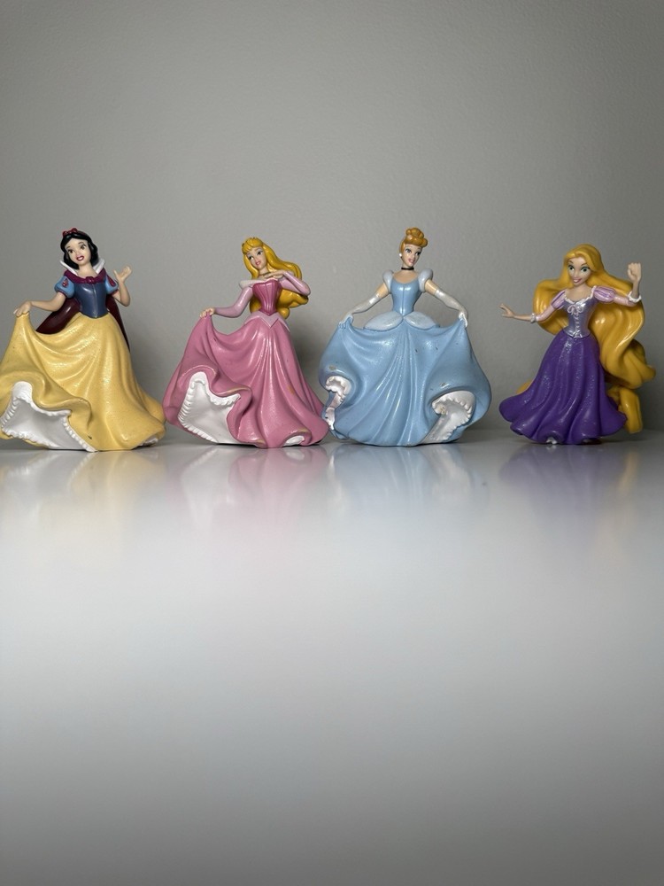 Lot Of 4 Disney Store Princess Figure Cake Toppers & Figurines Thick Bottom
