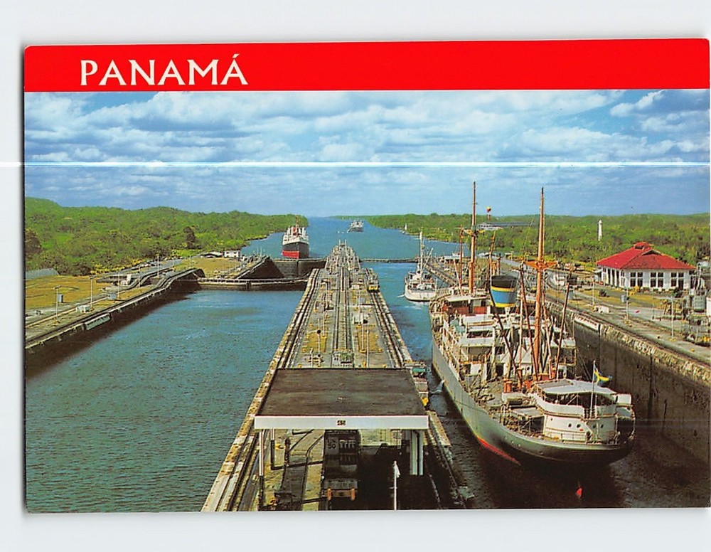 Postcard View from Control Tower Gatun Locks Panama Canal