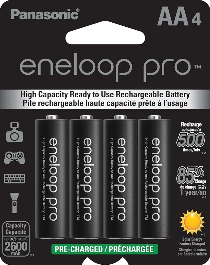 4 pk Panasonic BK-3HCCA4BA eneloop pro AA High-Capacity  Rechargeable Batteries