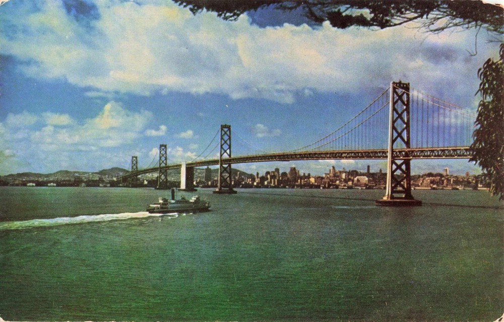Bay Bridge & San Francisco Skyline - California CA - Postcard