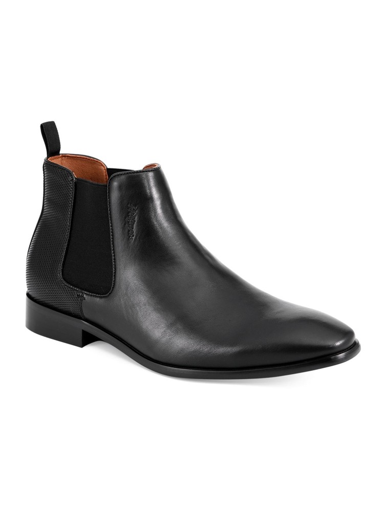 TOMMY HILFIGER Mens Black Sesame Chelsea Boot with Pull-Tab Heel Size 9.5 M