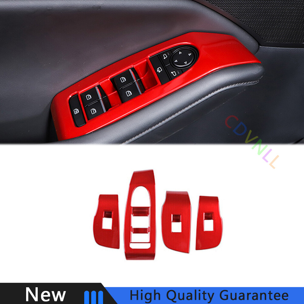 Fit For Mazda CX-30 2020-2022 Bright Red Window Lock Lift Panel Frame Trim 4PCS