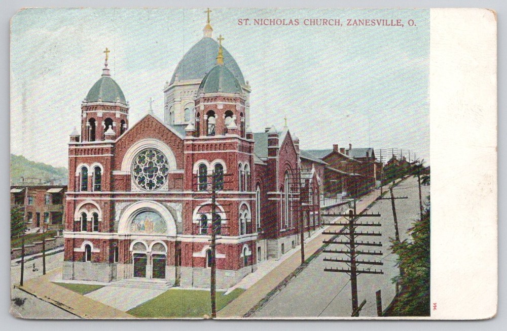 St. Nicholas Church Zanesville, OH Postcard Early 1900s A. C. Bosselman