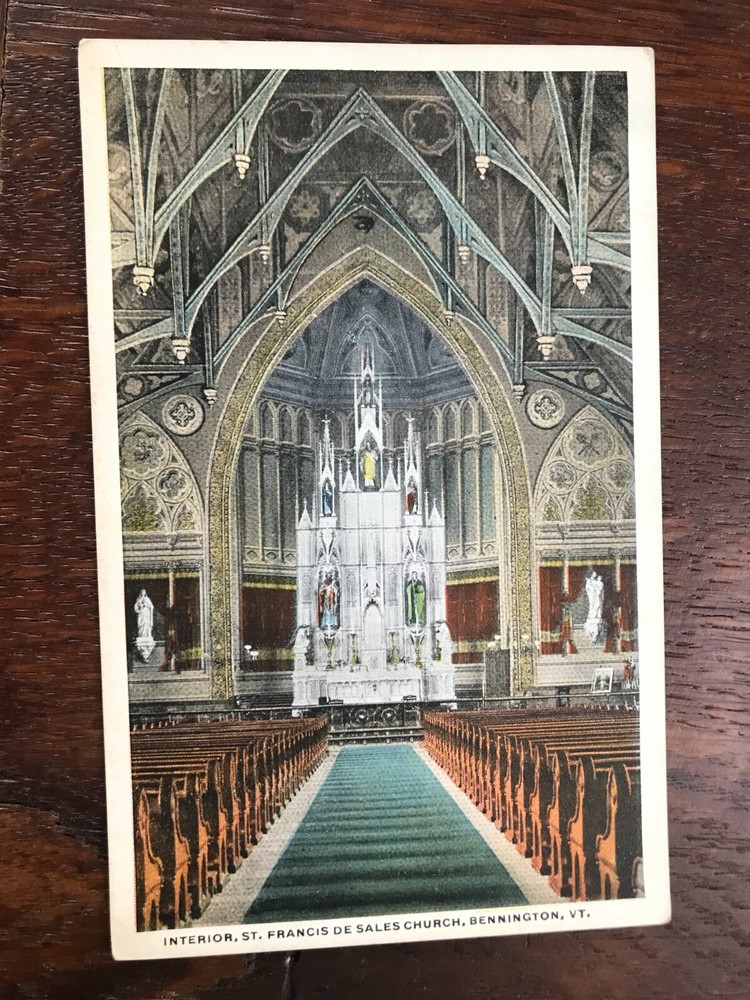 Interior St Francis de Sales Church Bennington Vermont Postcard