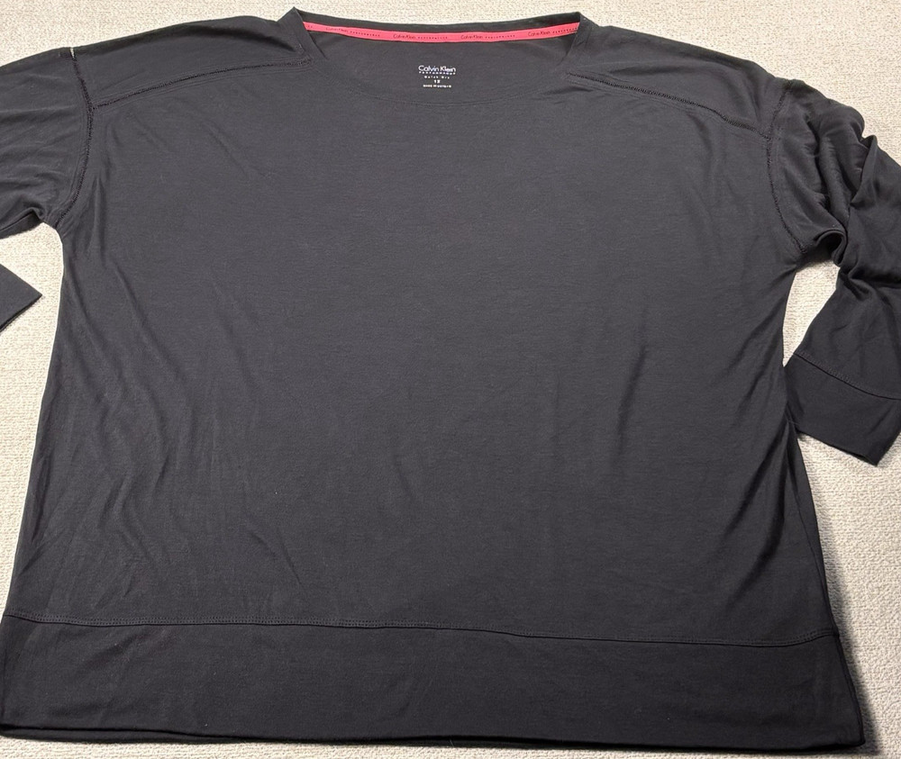 Calvin Klein Performance Quick Dry Long Sleeve Shirt Women + 1X Black Wicking 👀