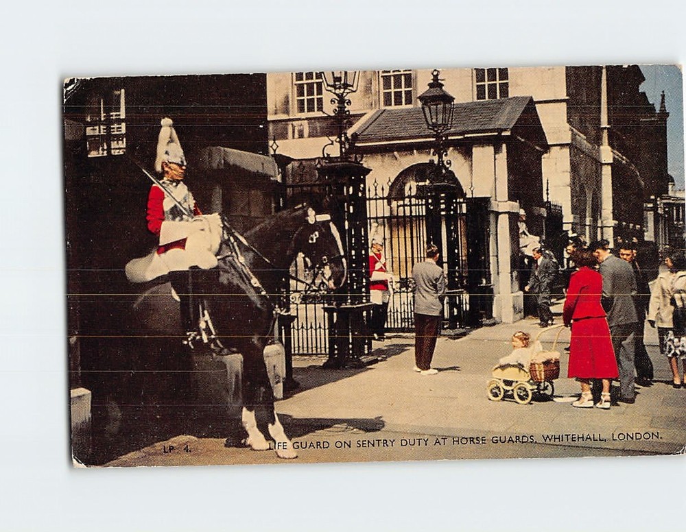 Postcard Life Guard on Sentry Duty Whitehall London England
