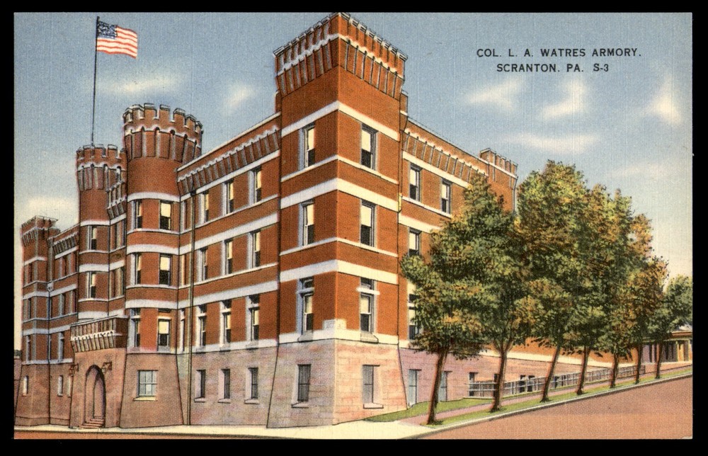 Postcard Col L.A. Watres Armory in Scranton, PA