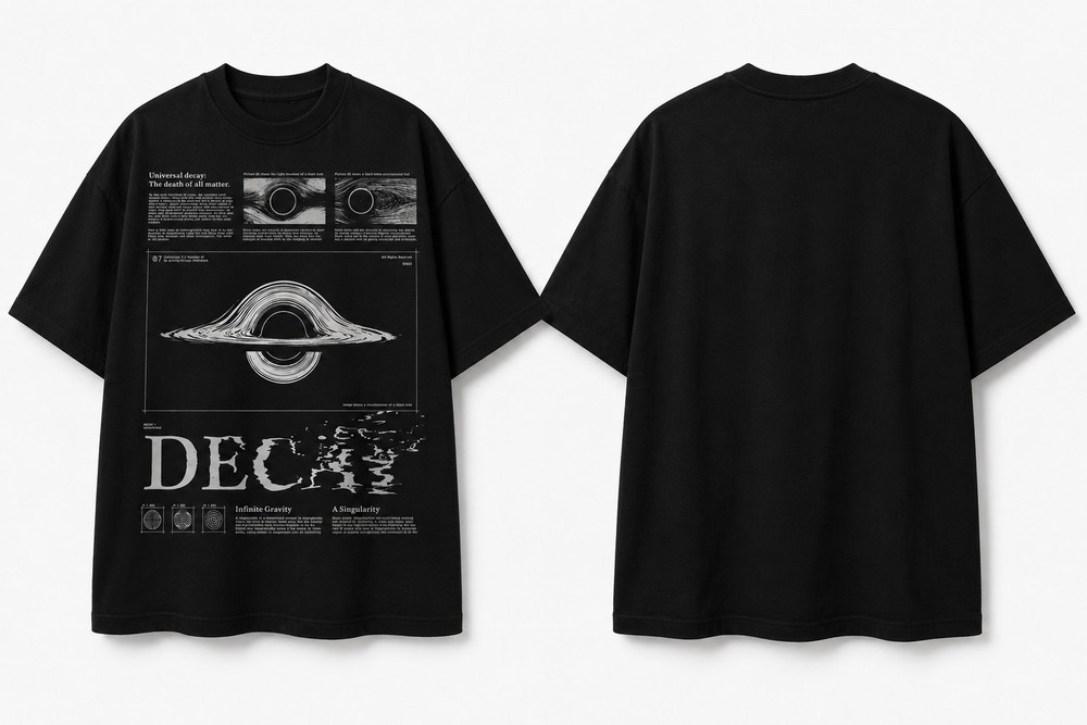Men's Black Cotton Graphic Print Crew Neck Short Sleeve T-Shirt L 
