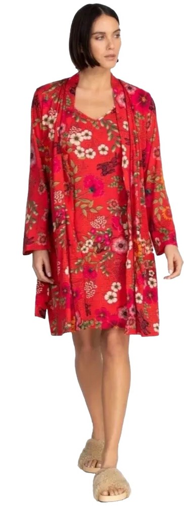 $170 JOHNNY WAS The Jonesy  Red Sleep Robe Lunar Year With Pockets. Size: S
