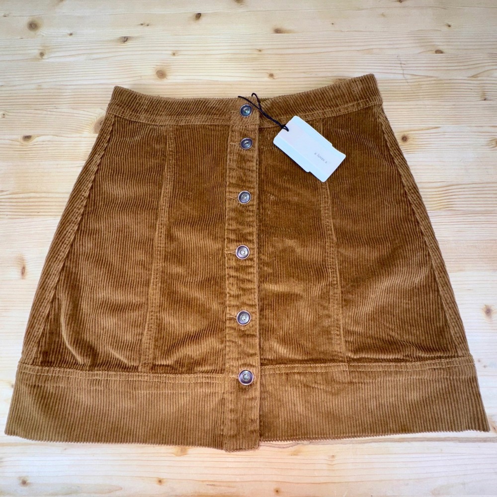 A Loves A Brown Corduroy Button Front Mini Skirt Size 4 High Waist Casual