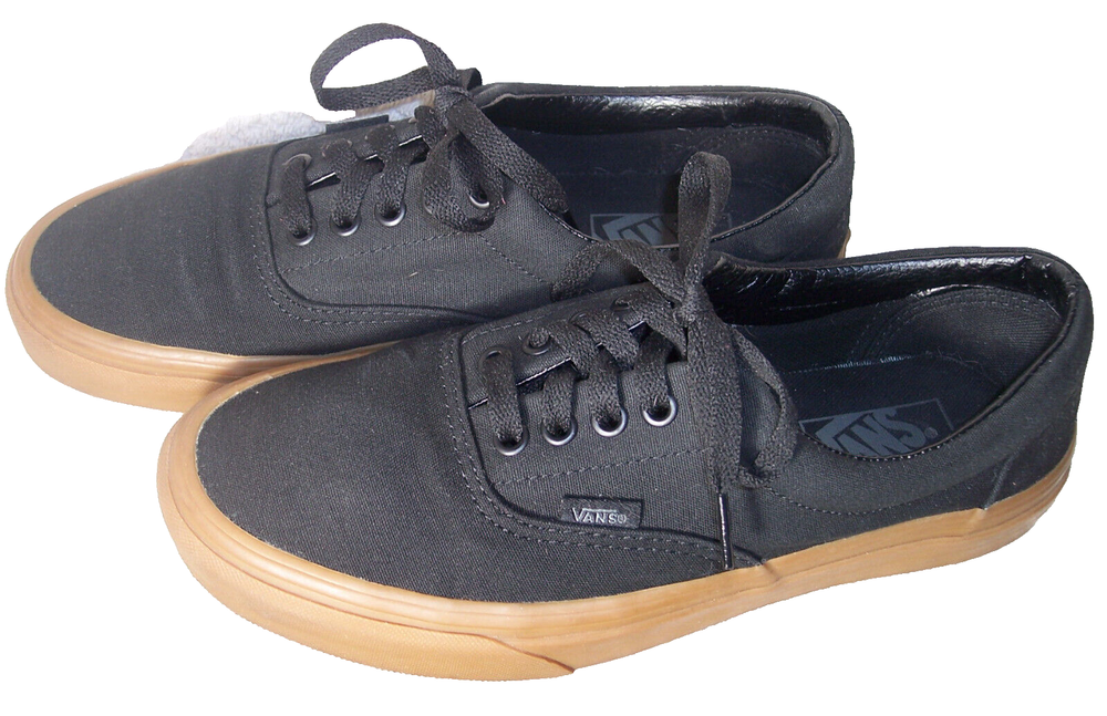 Vans Off The Wall Unisex sz 7.5 Men (9 Women) Black Canvas Brown Gum Skate Shoes