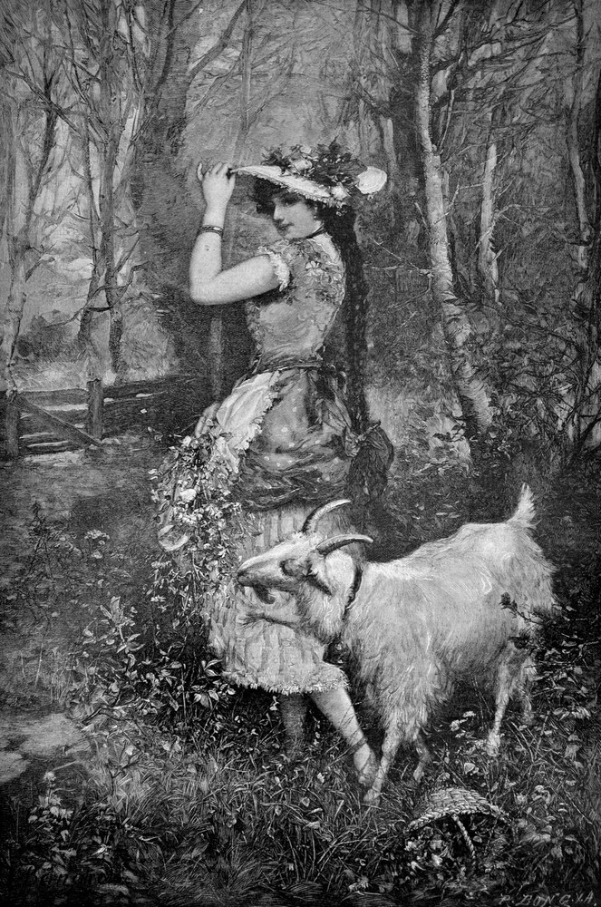 Antique Country scene painting Decoration Poster. Home Graphic Art Design 3923