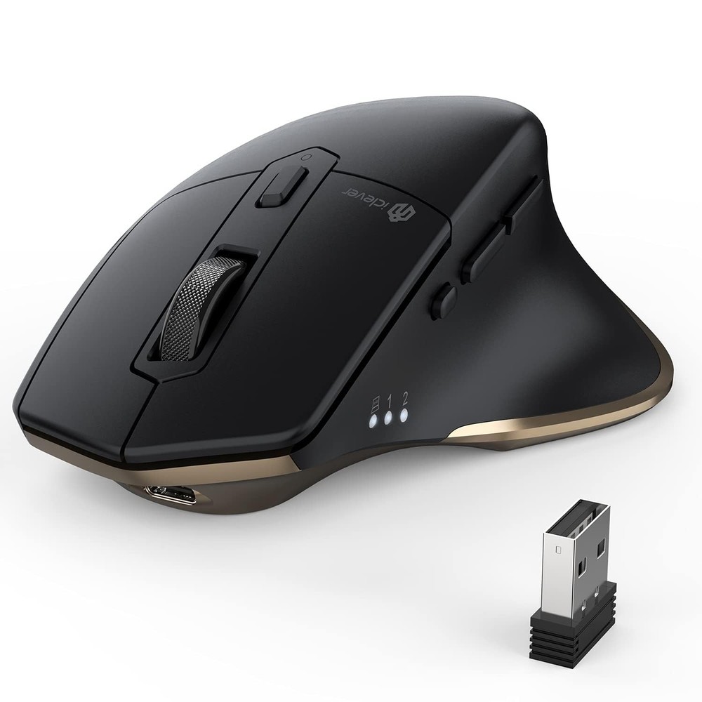 Wireless Bluetooth Mouse with USB Receiver 2400DPI Rechargeable 5 DPI Settings
