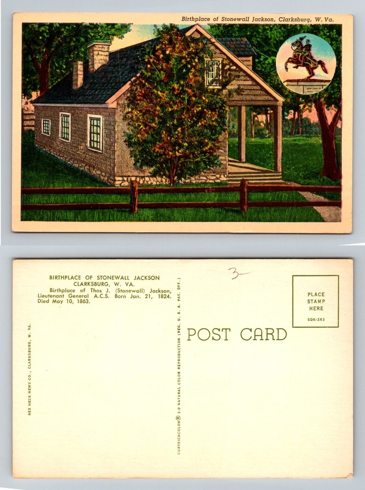 Clarksburg, WV-West Virginia, Birthplace Stonewall Jackson Home Vintage Postcard