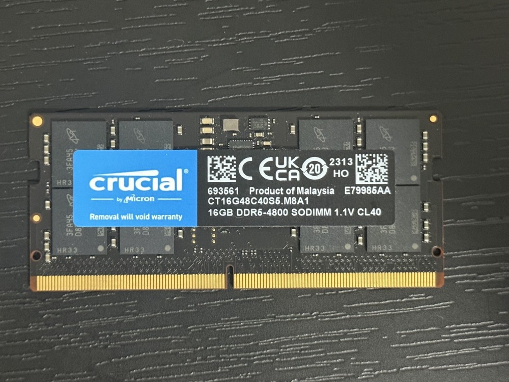 Crucial 32GB 2x16GB DDR5 4800 CL40 SO-DIMM Laptop Memory Kit
