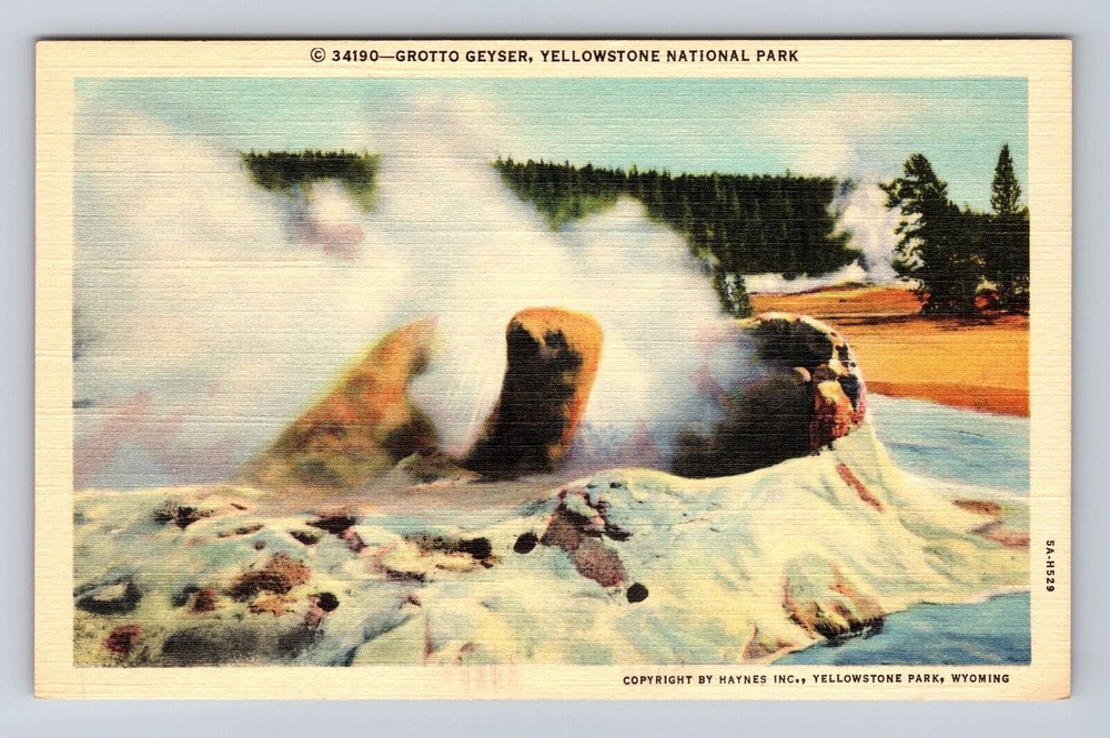Yellowstone National Park, Grotto Geyser, Series #34190, Vintage Postcard