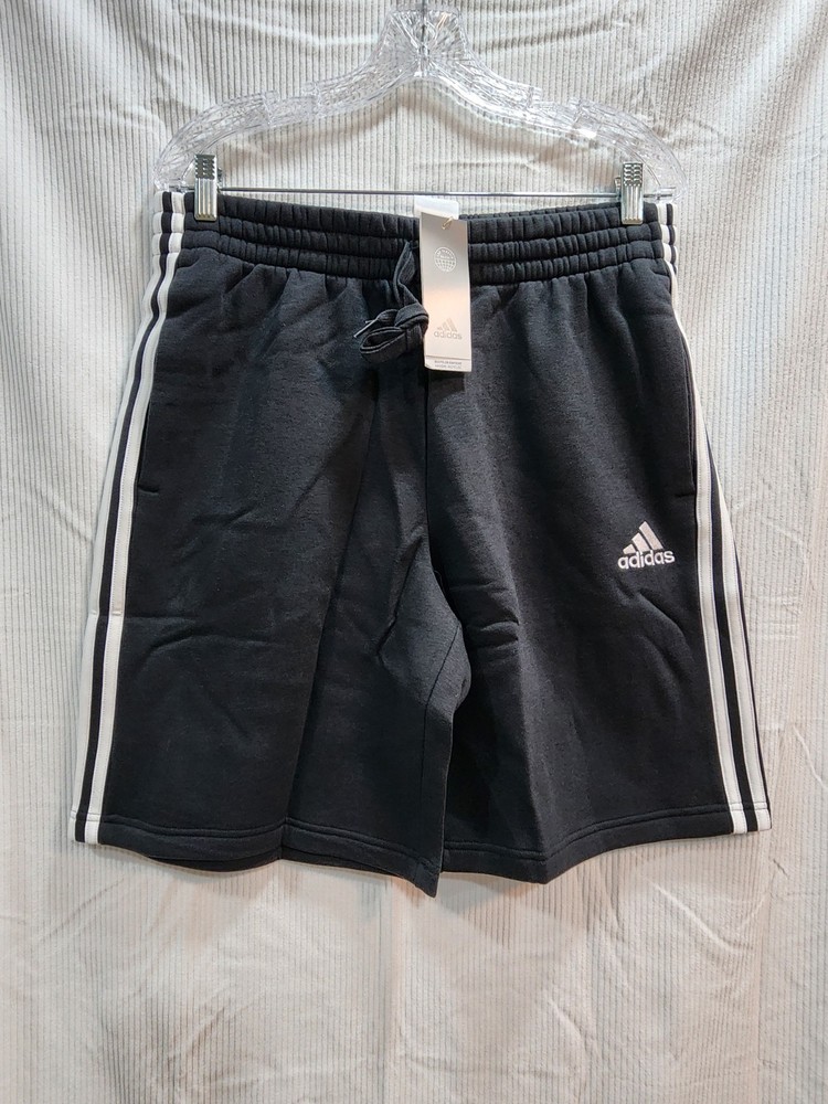 Adidas Essentials Fleece 3-Stripe Sweat Shorts Black Men's Large Activewear New