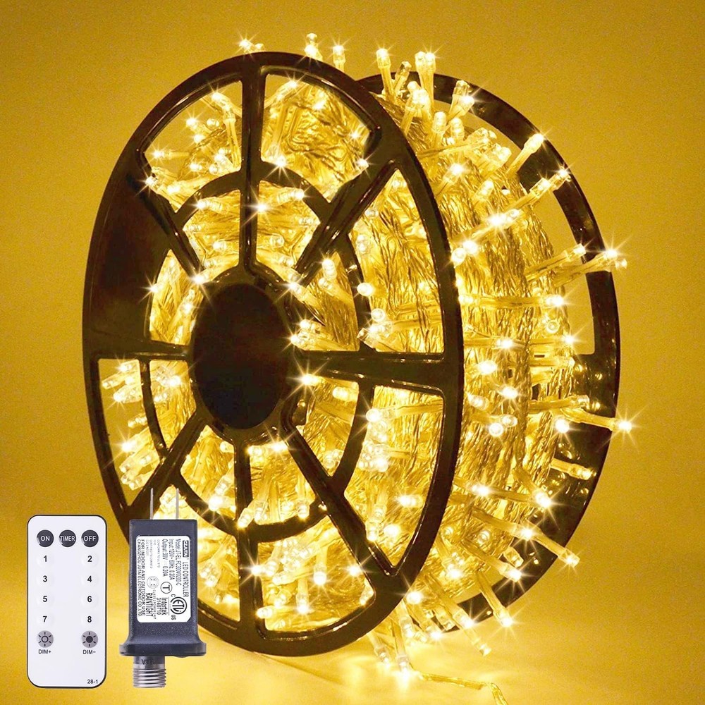 JMEXSUSS 168FT 600 LED Warm White Christmas Lights for Outdoor Decor