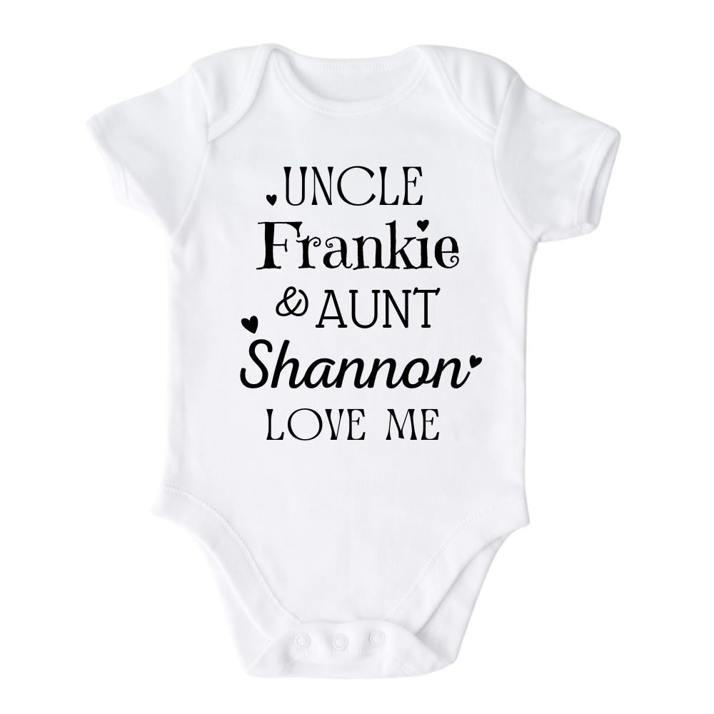 Custom Uncle Auntie Baby Onesie® Cute Baby Outfit Bodysuit for Baby Shower Gift