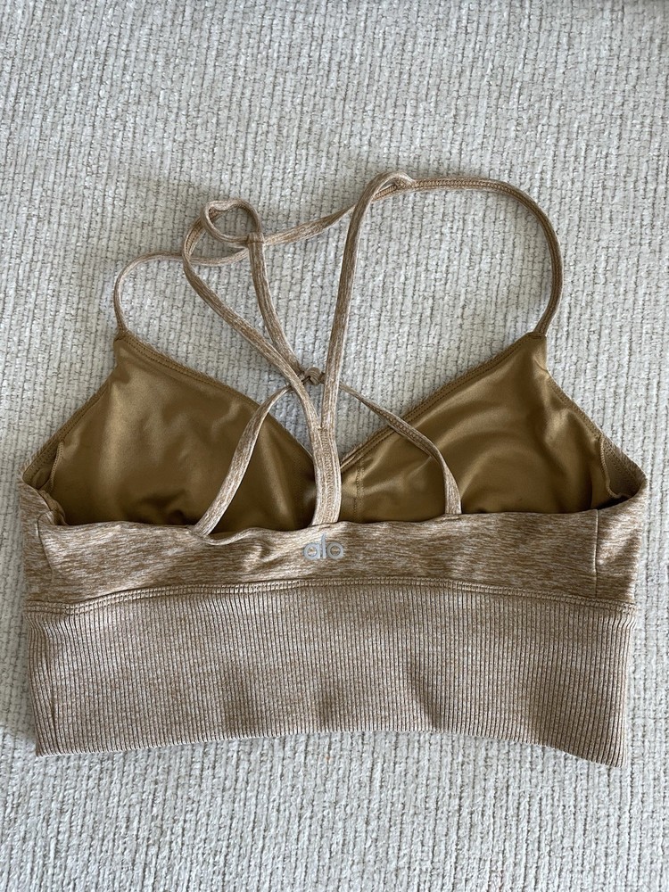 Alo Yellow Strappy Sports Bra Size S Workout Yoga