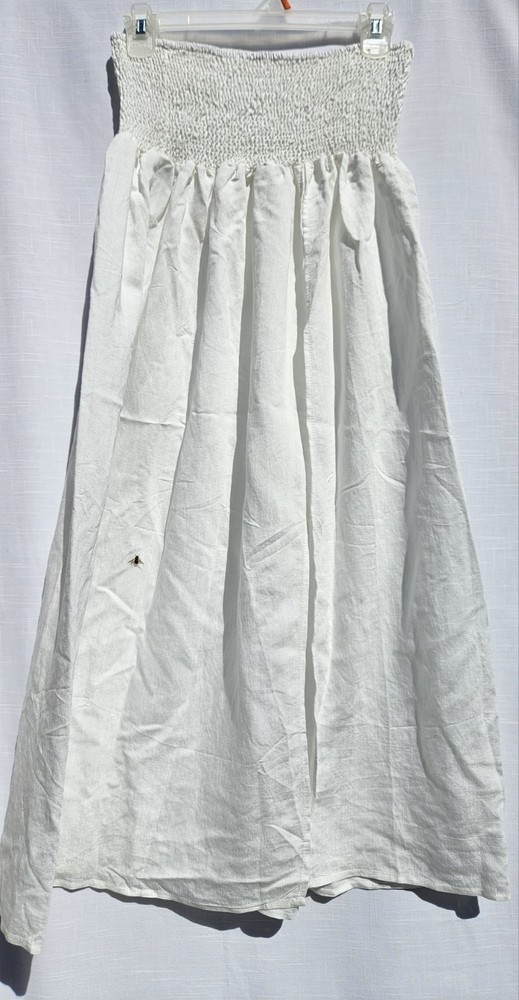 Unknown Brand Beach Skirt White Sz L Open Upfront Linen Mix Perfect For Summer