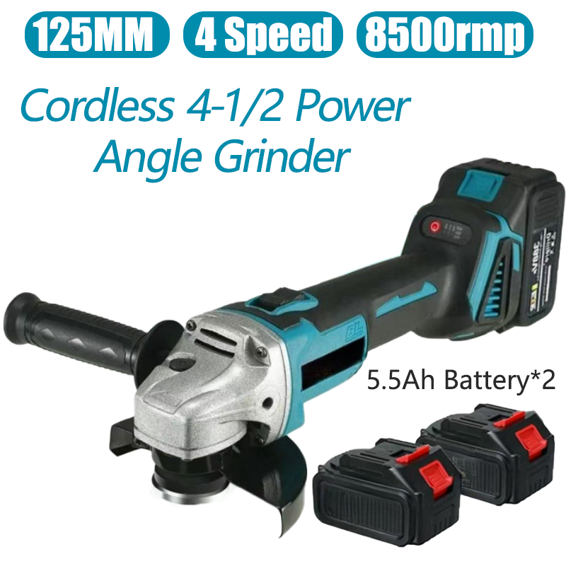 Brushless 4-Speed Cordless Angle Grinder for Makita 18V Battery